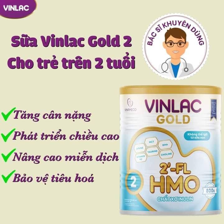 Freeship_Sữa bột Vinlac Gold 2 800G (cho bé trên 2 tuổi) tặng khăn