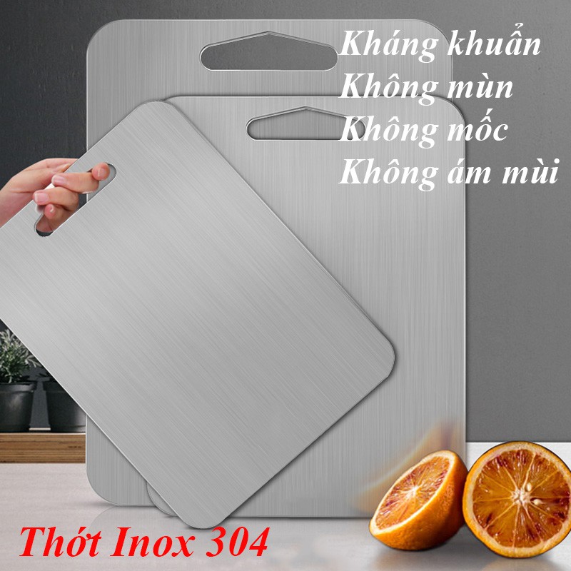 Thớt Inox 304 Kháng Khuẩn Cường Lực- Vệ Sinh Dễ Dàng - Rã Đông Nhanh - Chống Ẩm Mốc - Không Xước Dăm - Không Mùn Gỗ