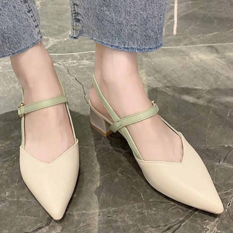 Giày cao gót IELGY mũi nhọn phối khóa cài sành điệu dành cho nữ