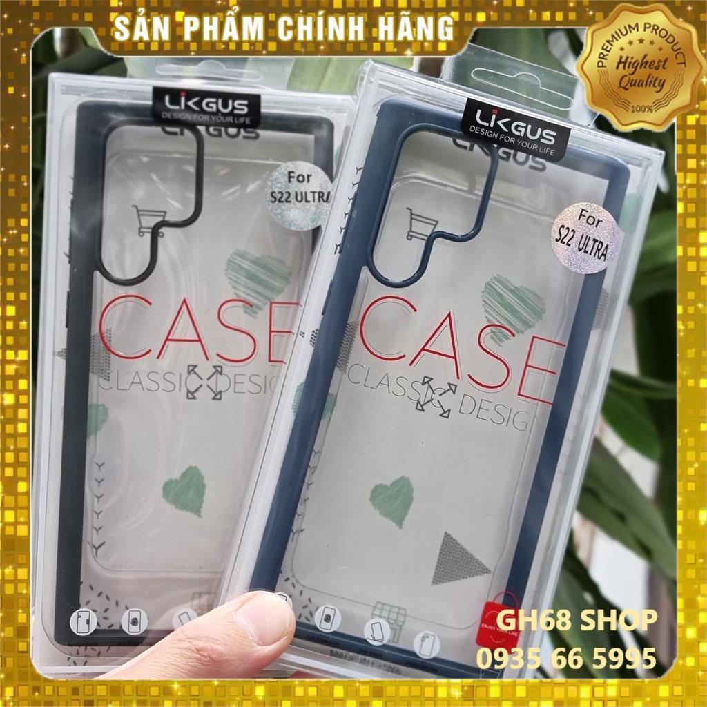 Ốp lưng Likgus cho Samsung S22, S22 Plus, S22 Ultra lưng trong viền màu chống sốc siêu đẹp
