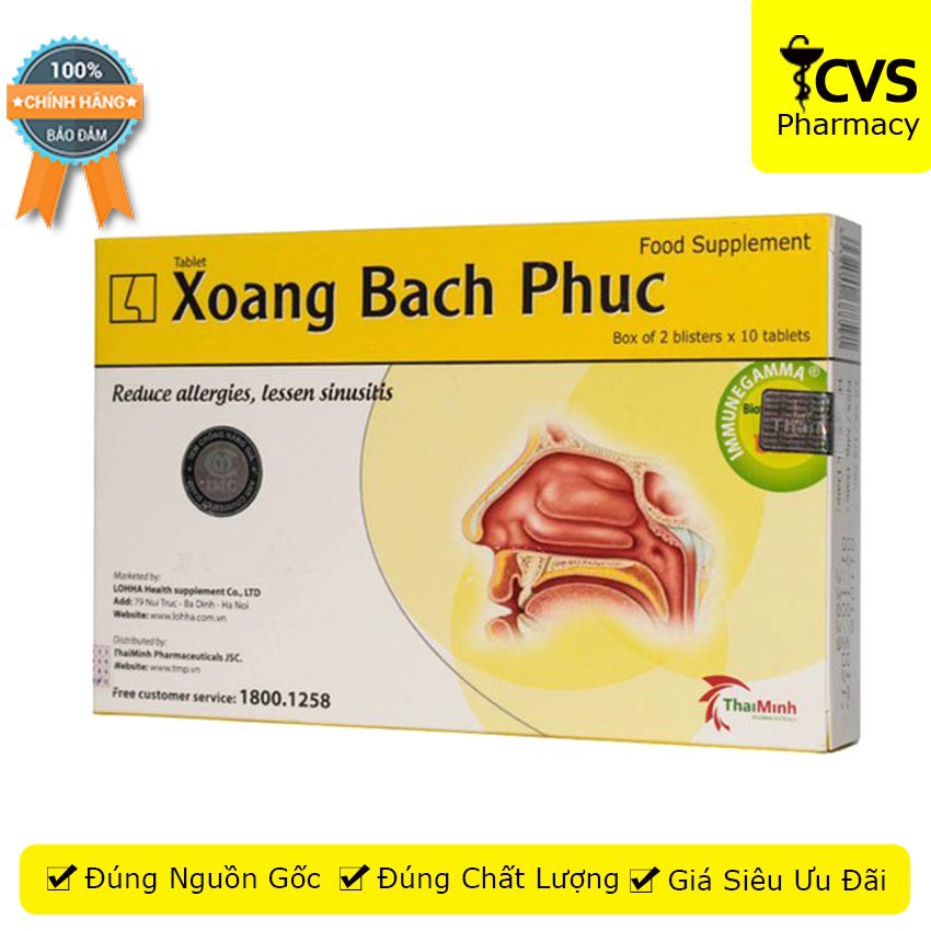 XOANG BÁCH PHỤC - Hỗ trợ điều trị viêm xoang, viêm mũi dị ứng Hộp 20 viên XOANGBACHPHUC - cvspharmacy