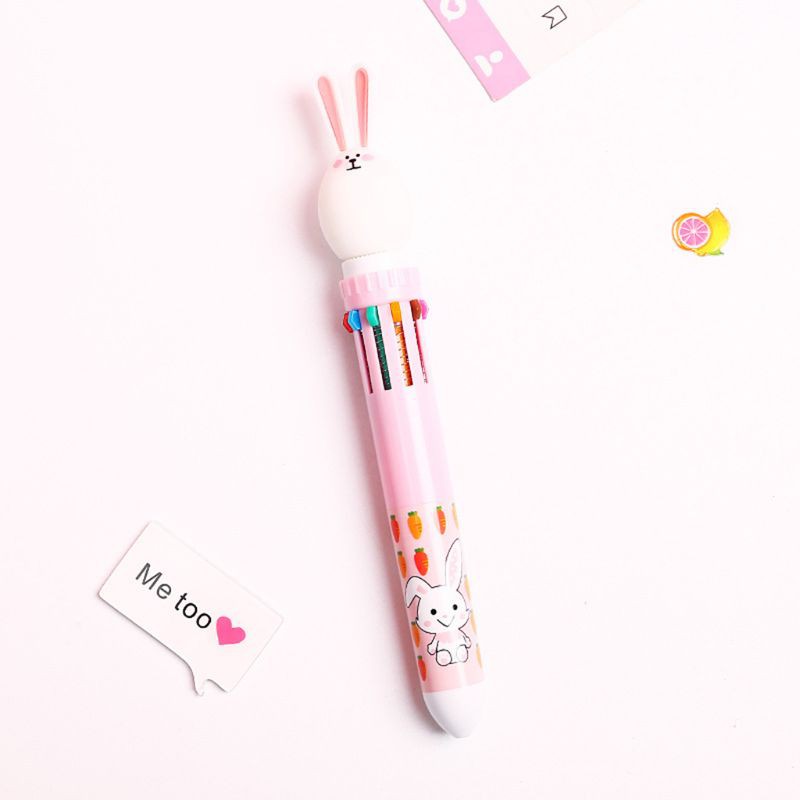 Bút Bi 10 Màu Ngòi 0.5mm Tạo Hình Thỏ Dễ Thương