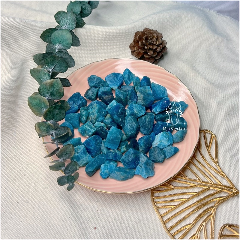 Đá thô BLUE APATITE màu xanh lam sưu tầm, handmade, reiki, thanh tẩy thiền định
