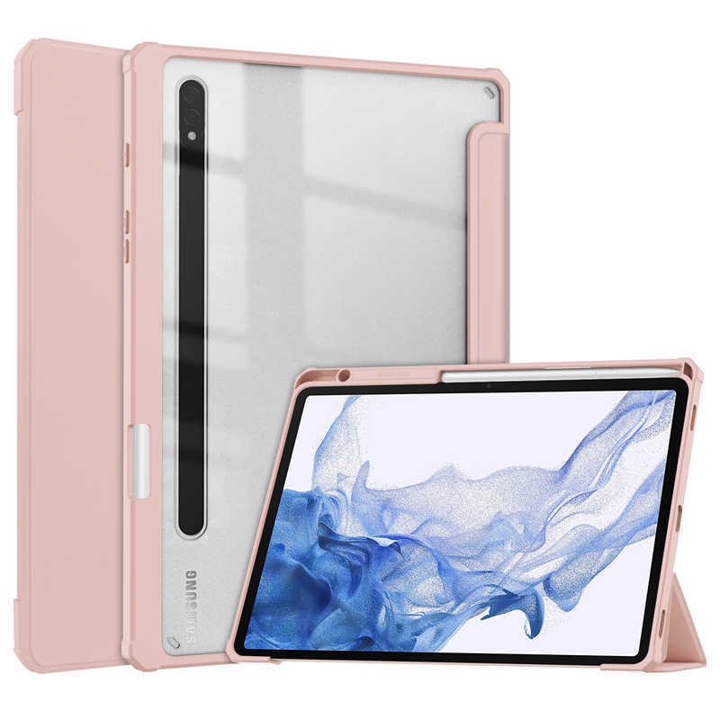 Ốp Máy Tính Bảng Bằng Acrylic + PC Nắp Lật Thông Minh Cho Samsung Galaxy Tab S7 FE S8 + 12.4 "New SM-T870 T730 X800 S6 Lite 10.4 S7 S8 11"