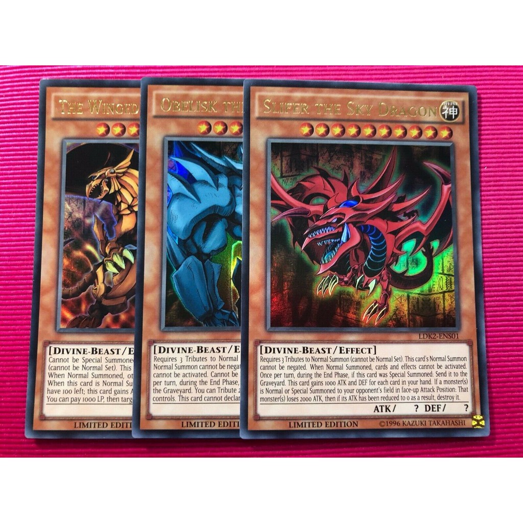 Bài Yugioh - Egyptian Gods LC01 YGLD Obelisk The Tormentor + The Winged Dragon of Ra + Slifer The Sky Dragon Of Orisis