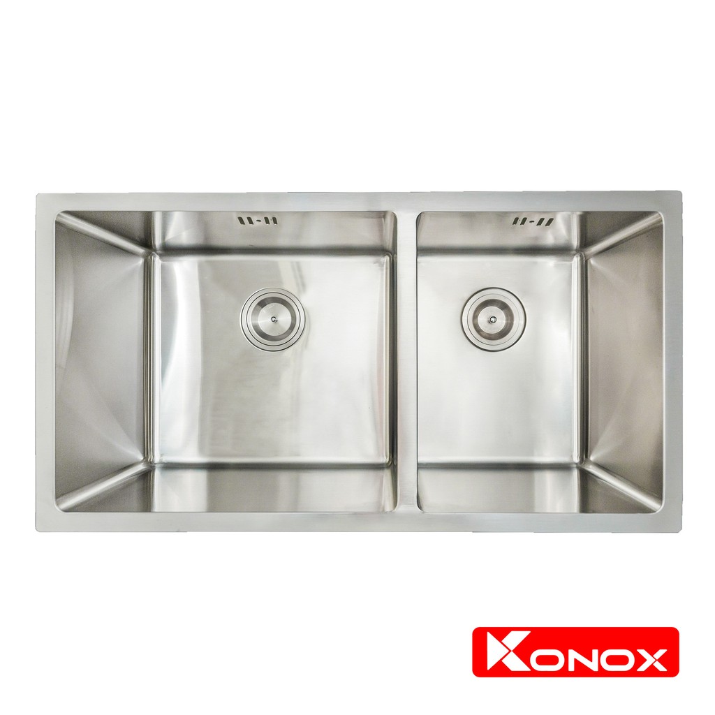 Chậu rửa bát inox KONOX Undermount Series KN8144DU, inox 304AISI, full set gồm Siphon+Giá úp bát inox