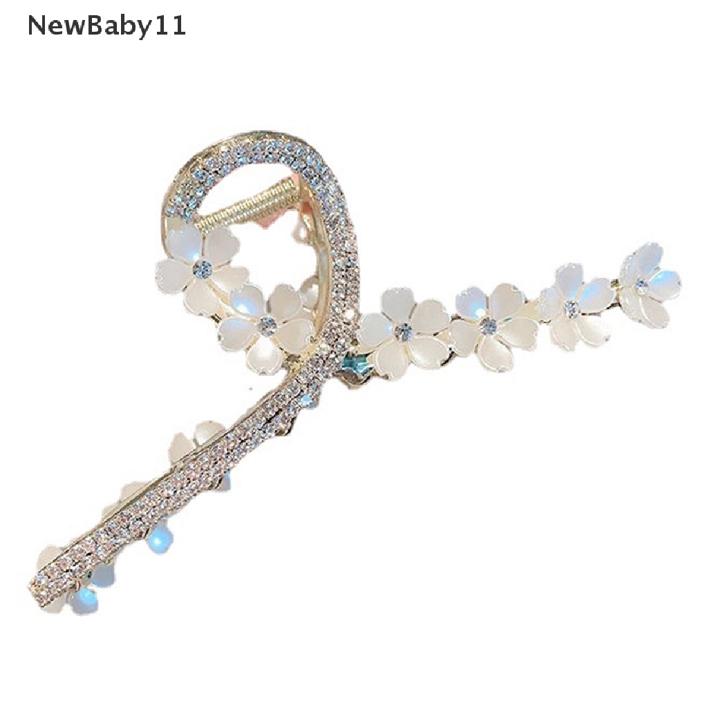 Newbaby Kẹp Tóc Hình Hoa Đính Đá Lớn Bằng Kim Loại Màu Vàng Cho Nữ