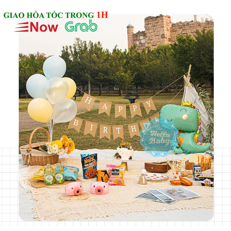 Dây đuôi cá, tam giác chữ Happy Birthday bằng vải