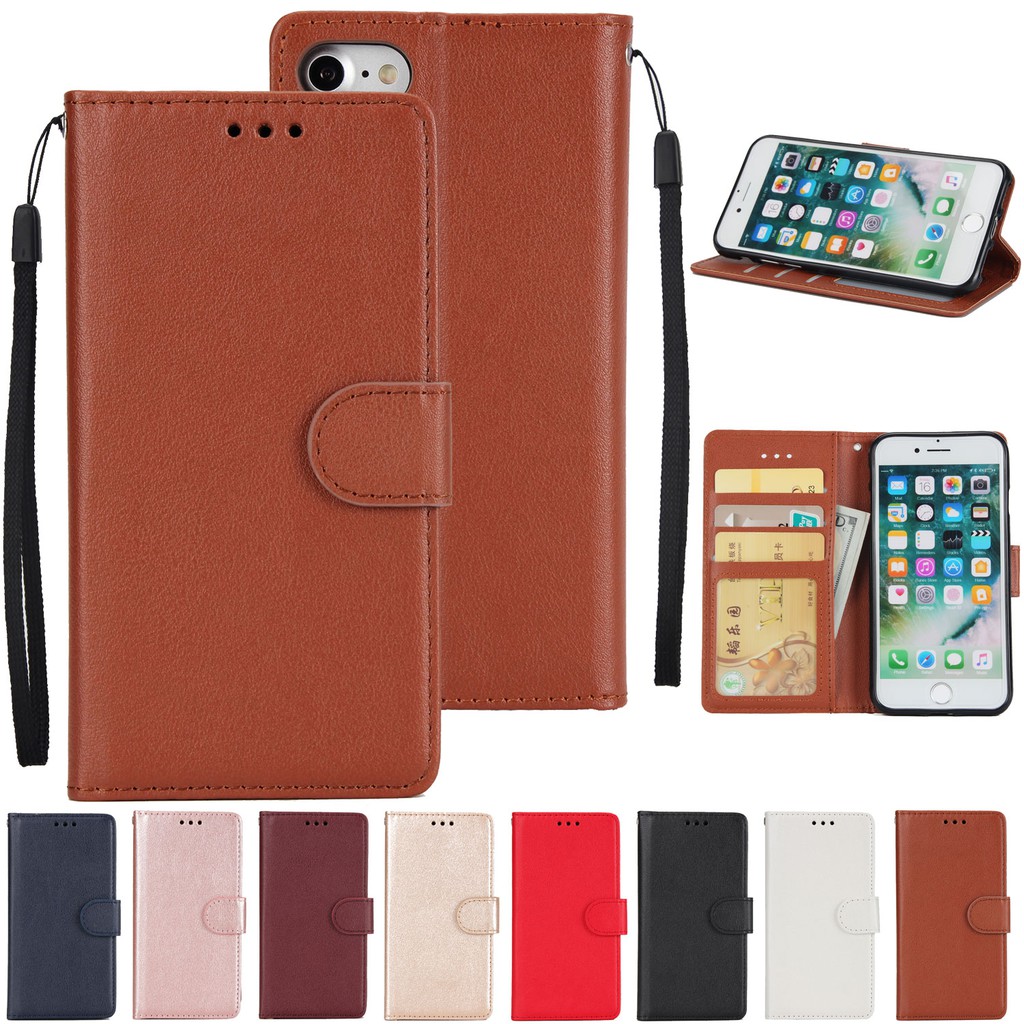 Bao da điện thoại thiết kế trơn kiêm ví tiền tiện dụng cho iPhone 7/8 | BigBuy360 - bigbuy360.vn