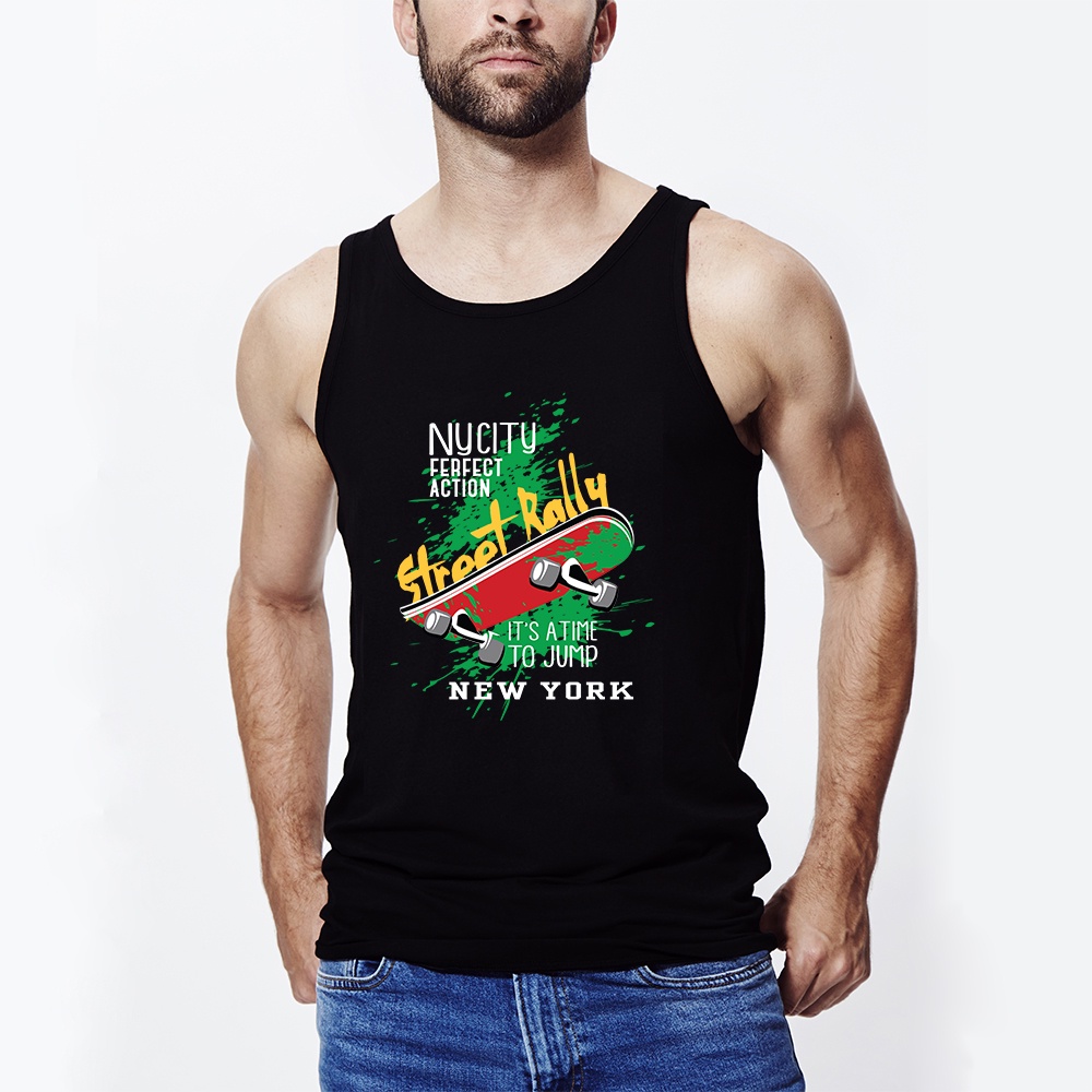 Áo Tank top thể thao HTFashion in hình skateboard typography