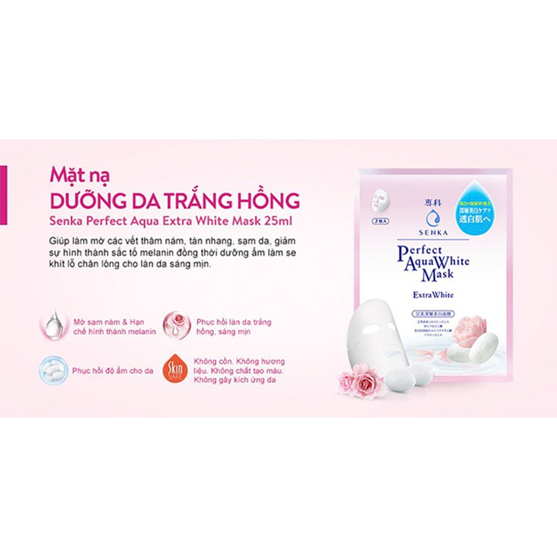 Mặt Nạ Senka Dưỡng Da Trắng Sáng Cấp Ẩm Senka Perfect Aqua White-Bouncy-Rich Mask 25ml Chính Hãng Nhật Bản