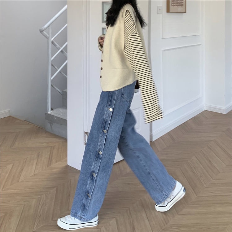 Quần Jean Nữ Ống Rộng Lưng Cao Plus Size