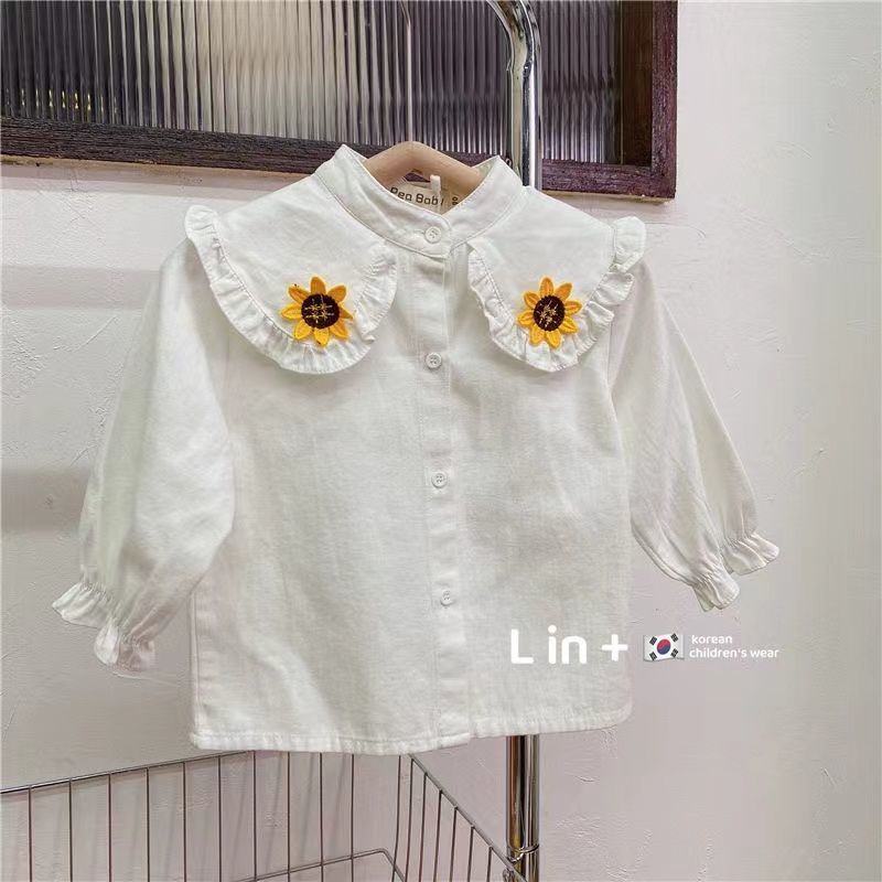 ✨Đốm✨ Set Đồ Thu Đông 2022 Gồm Áo Sơ Mi Và Quần Jean Dài Phong Cách Mới Cho Bé Gái