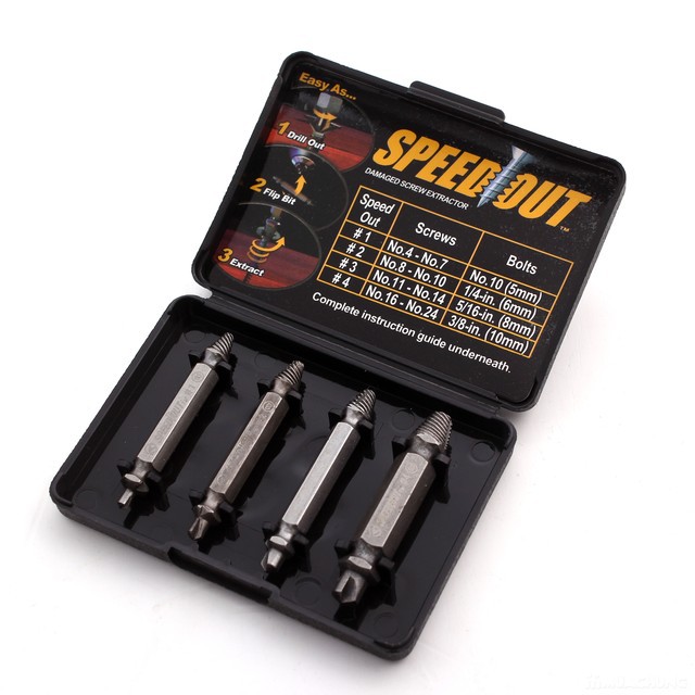 Bộ 4 Mũi Khoan Đa Năng Speed Out Giúp Loại Bỏ Ốc Vít, Bulong Chất Liệu Thép Carbon Dùng Cho Máy Khoan