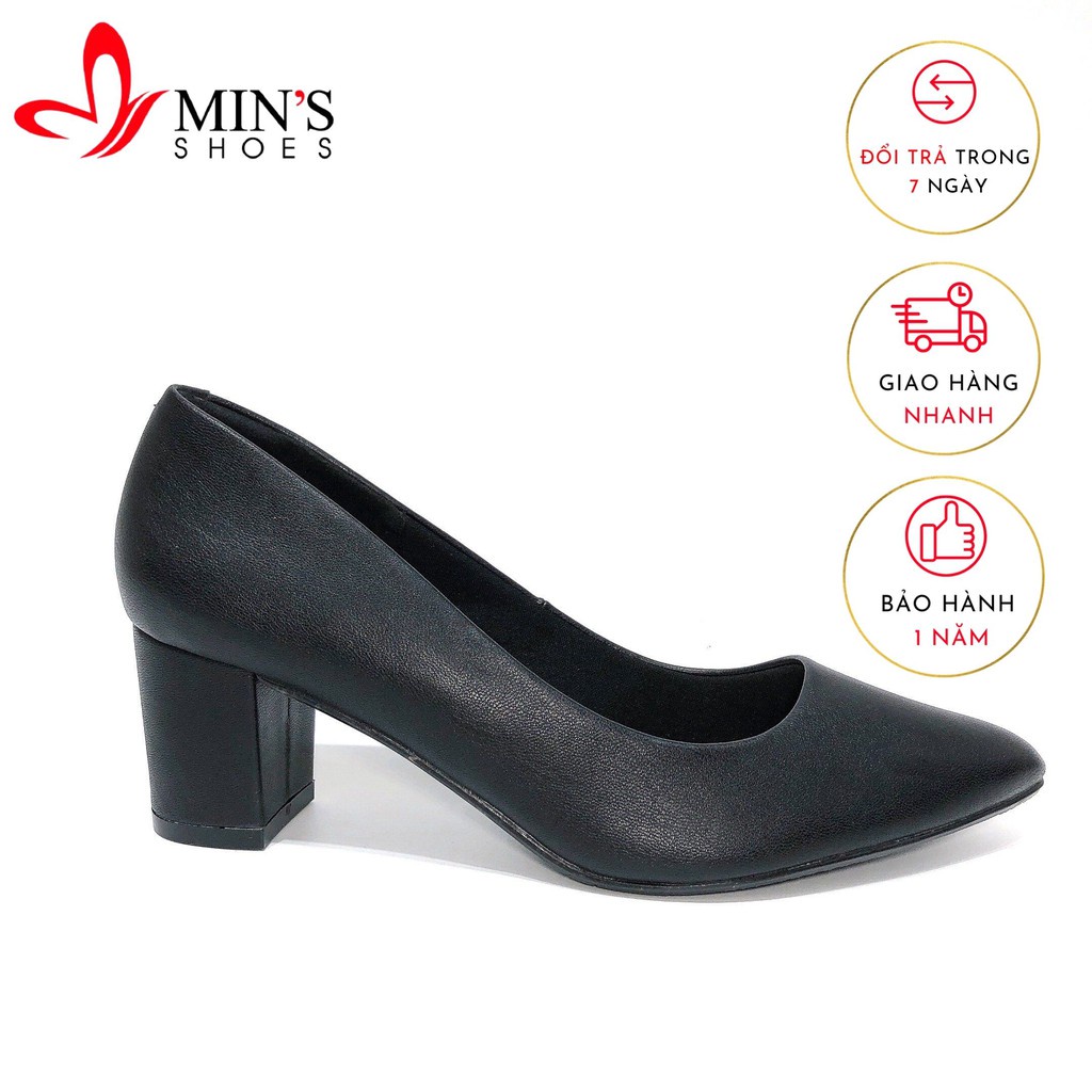 HM Min's Shoes - Giày Gót Vuông Da Thật V198