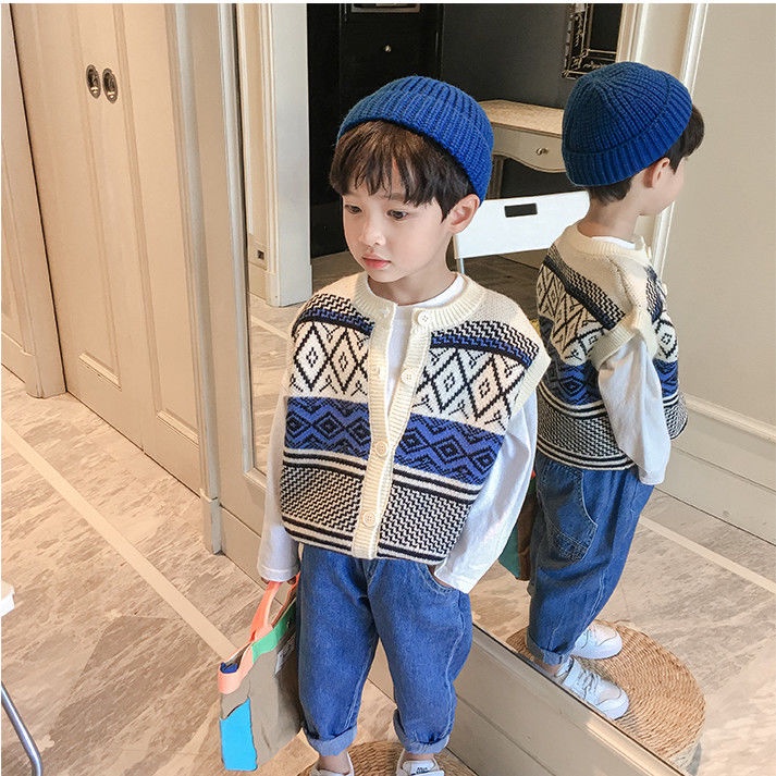 Áo khoác cardigan dệt kim phong cách Hàn Quốc xinh xắn cho bé trai