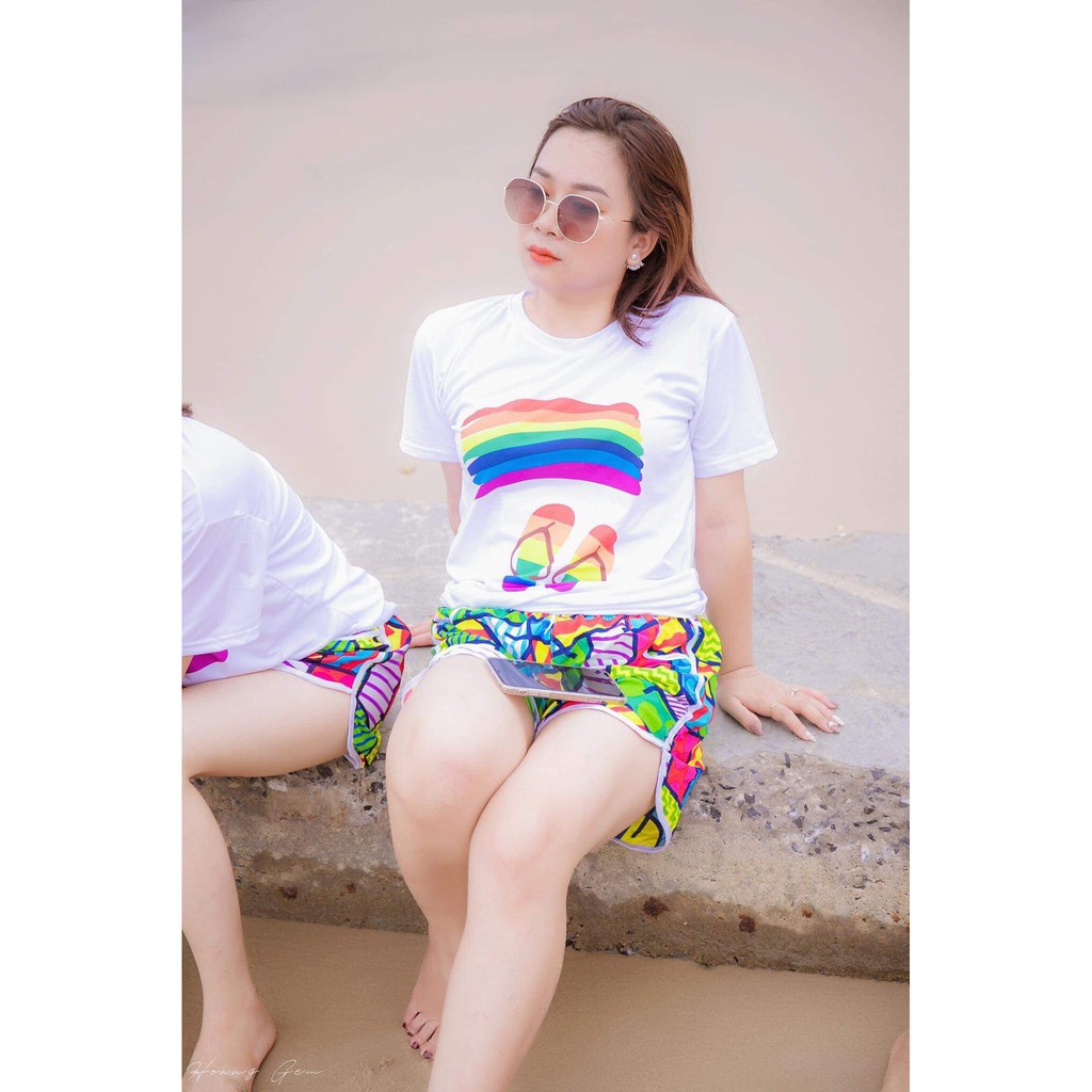 Áo Gia Đình kẻ cầu vồng - Thun Cotton