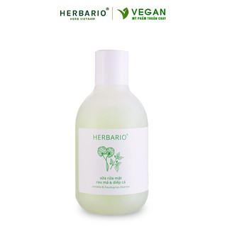 Sữa rửa mặt Rau má & Diếp cá herbario 200ml sạch mụn thuần chay