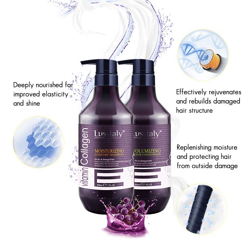 Dầu gội xả phục hồi cao cấp Lusstaly Vitamin E Collagen chăm sóc tóc