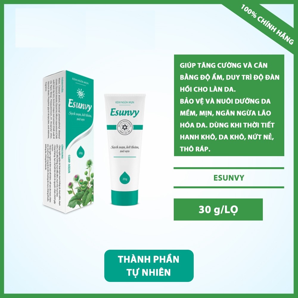 Kem ngừa mụn lưng và toàn thân Esunvy Body từ thảo dược - tuýp 50g, mụn đầu đen, mụn bọc, mờ sẹo - Trung Đông Pharmacy