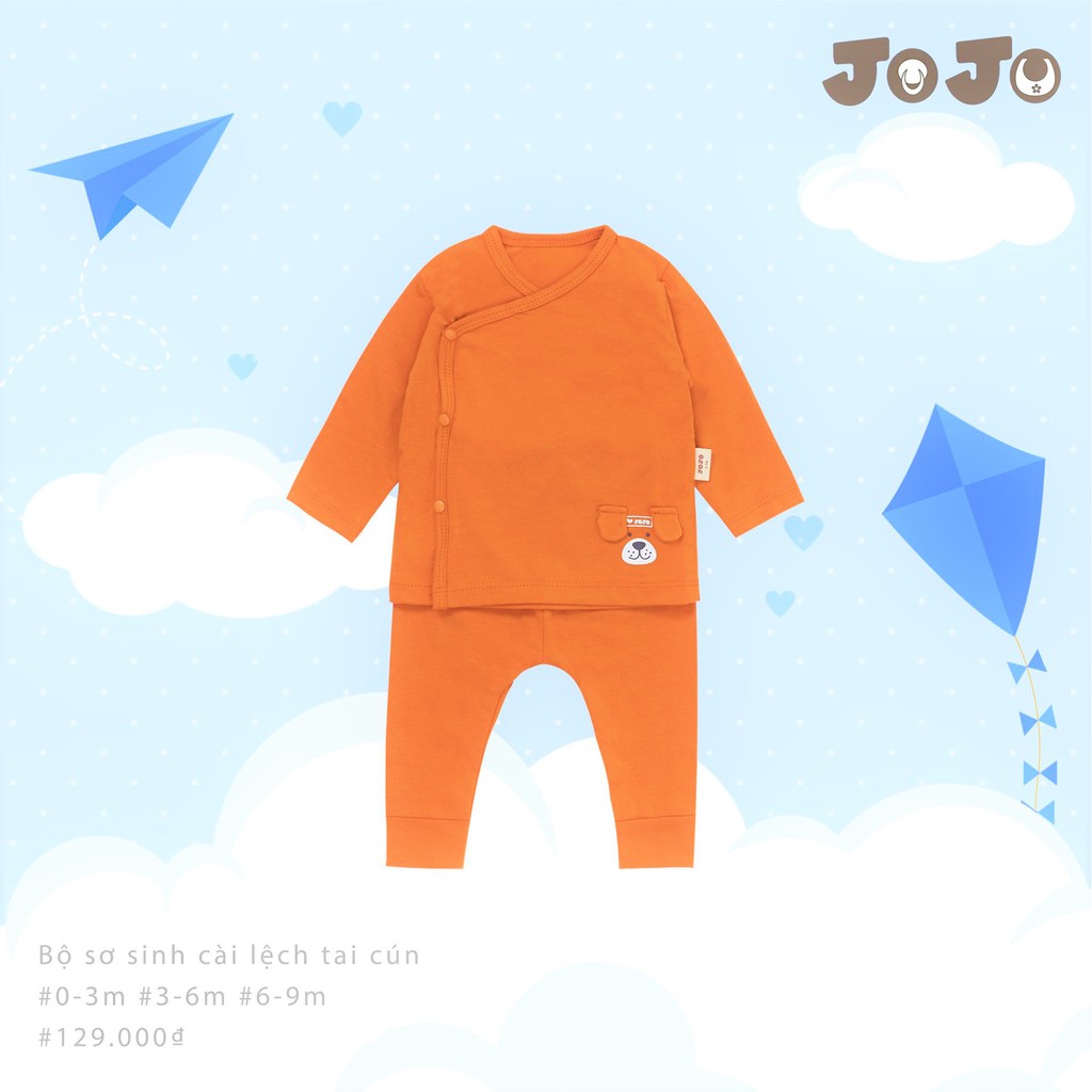 [JOJO] Bộ QA Cotton Petit tai cún sơ sinh bé trai bé gái