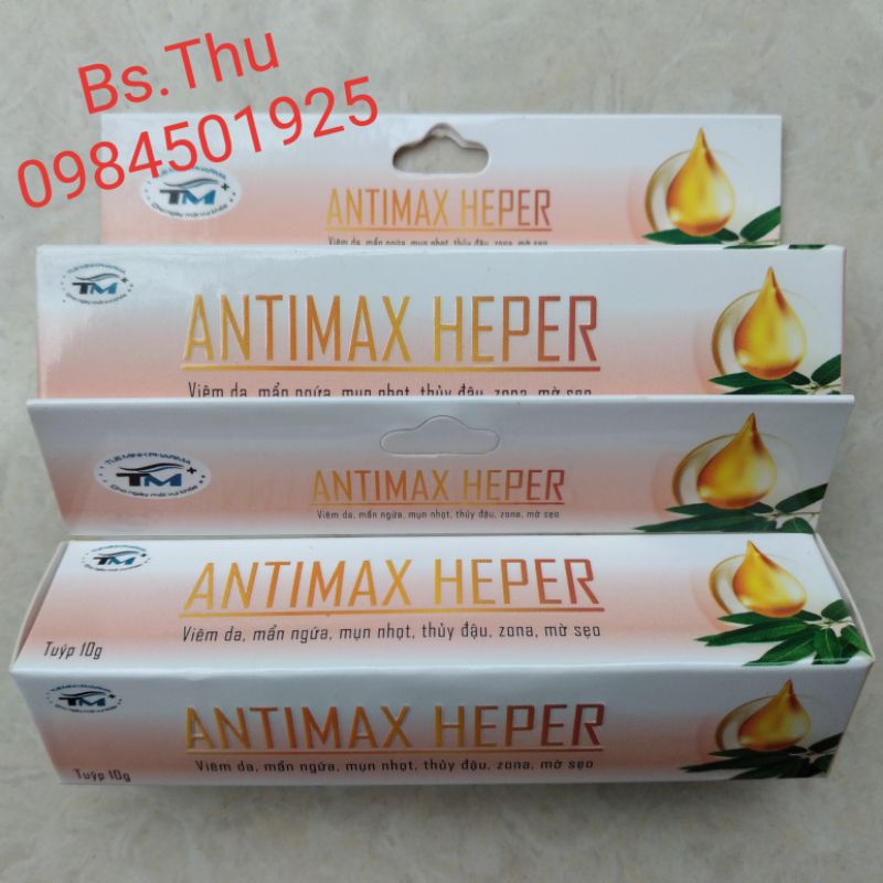 ANTIMAX HEPER tube 10g zona thủy đậu, mờ sẹo, mụn ngứa