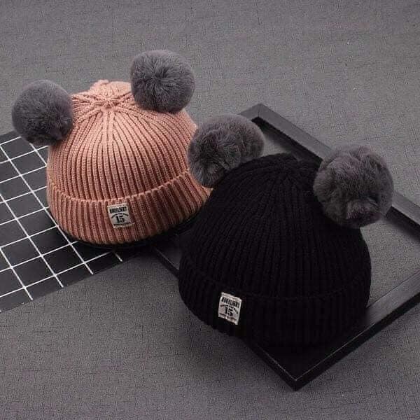 Mũ len 2 quả bông số 15 cho bé