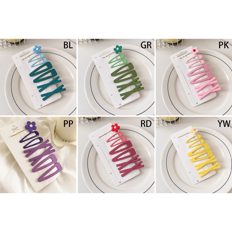 Set 7 Kẹp Tóc Hoa Màu Sắc Đơn Giản