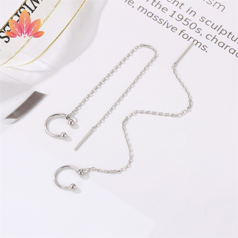 Bông Tai Dáng Dài Kiểu Chữ C Thiết Kế Đơn Giản Jp52