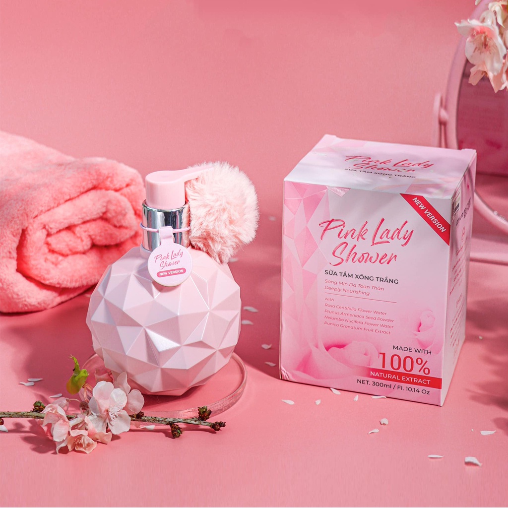 Sữa tắm trắng hương nước hoa Pink Lady Acosmetics , dưỡng trắng da toàn thân mịn màng,  300ml