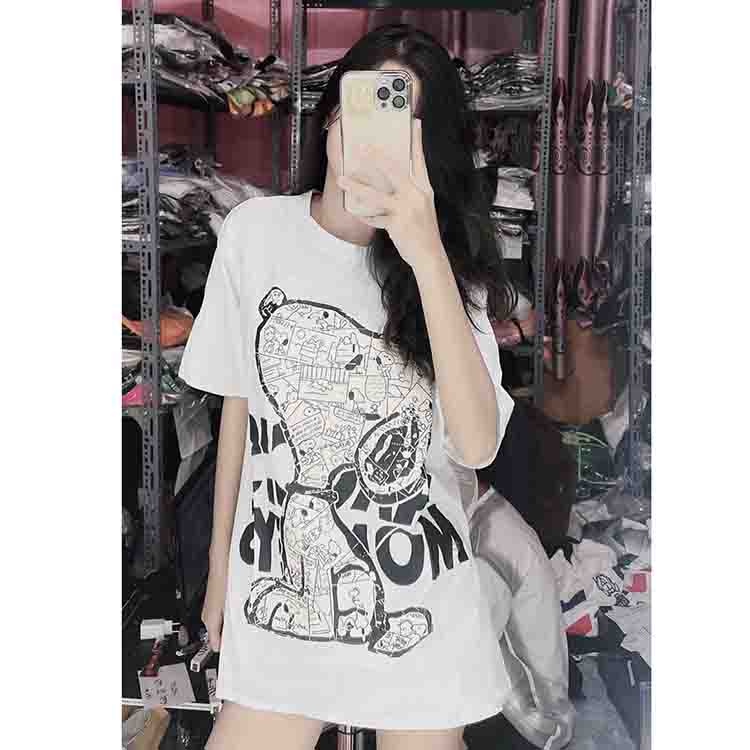 Áo phông chú chó snoopy cổ tròn tay lỡ Áo thun cotton thoáng mát