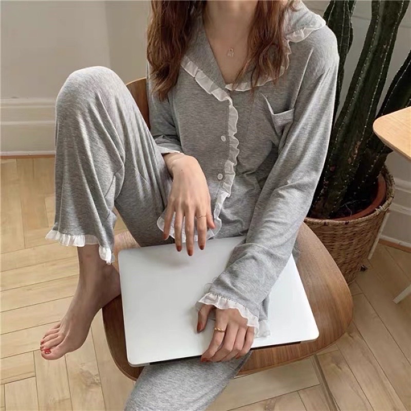 Bộ pijama tay dài , quần dài thu đông mặc nhà chất đẹp nhập khẩu nhiều size nhiều hoạ tiết cho nữ
