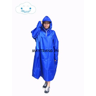 Áo mưa vải dù cao cấp không xẻ tà màu xanh dương