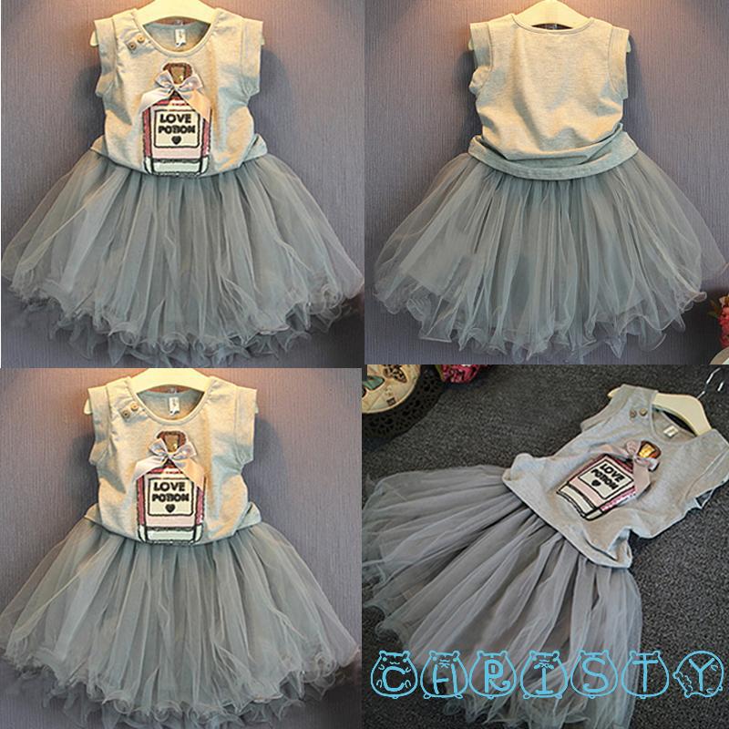Set áo không tay kèm chân váy xòe phong cách mùa hè xinh xắn cho bé gái