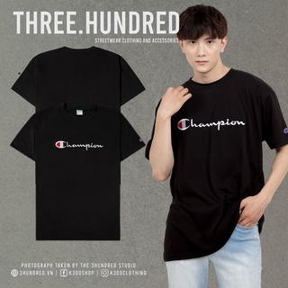 ÁO THUN CHAMPION BIG LOGO CHỮ THÊU MÀU ĐEN