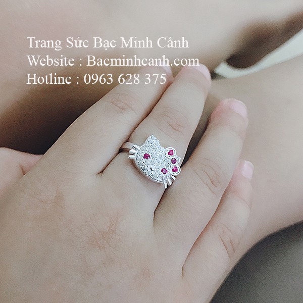 Nhẫn bạc mèo Hello Kitty cho bé