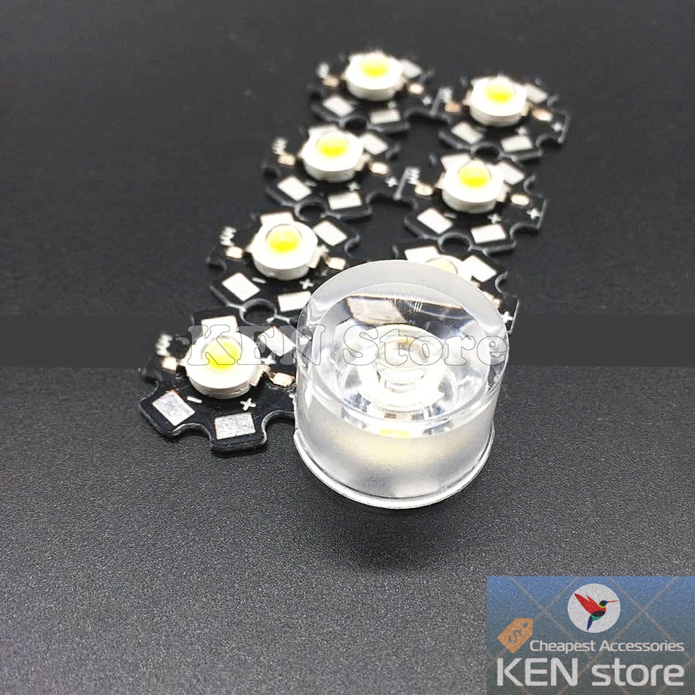 Bộ 5 chóa đèn, thấu kính 20mm cho chip led luxeon 1W 3W 5W