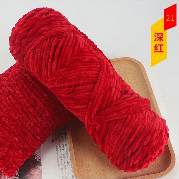 Cuộn 100g Len Nhung Chenillen 41 Màu Mềm Mịn Đan Móc Khăn Choàng, Áo Len, Mũ Len