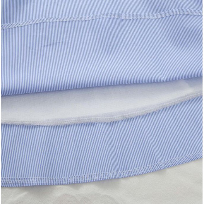 Đầm mini tay phồng cổ chữ V kẻ sọc xanh thời trang 35686