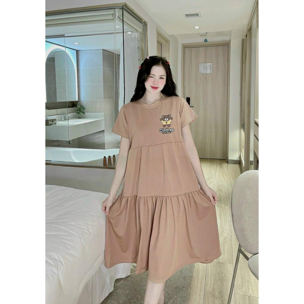 Váy bầu phông cotton mùa hè mặc mát Aidenshop đầm bầu suông thời trang
