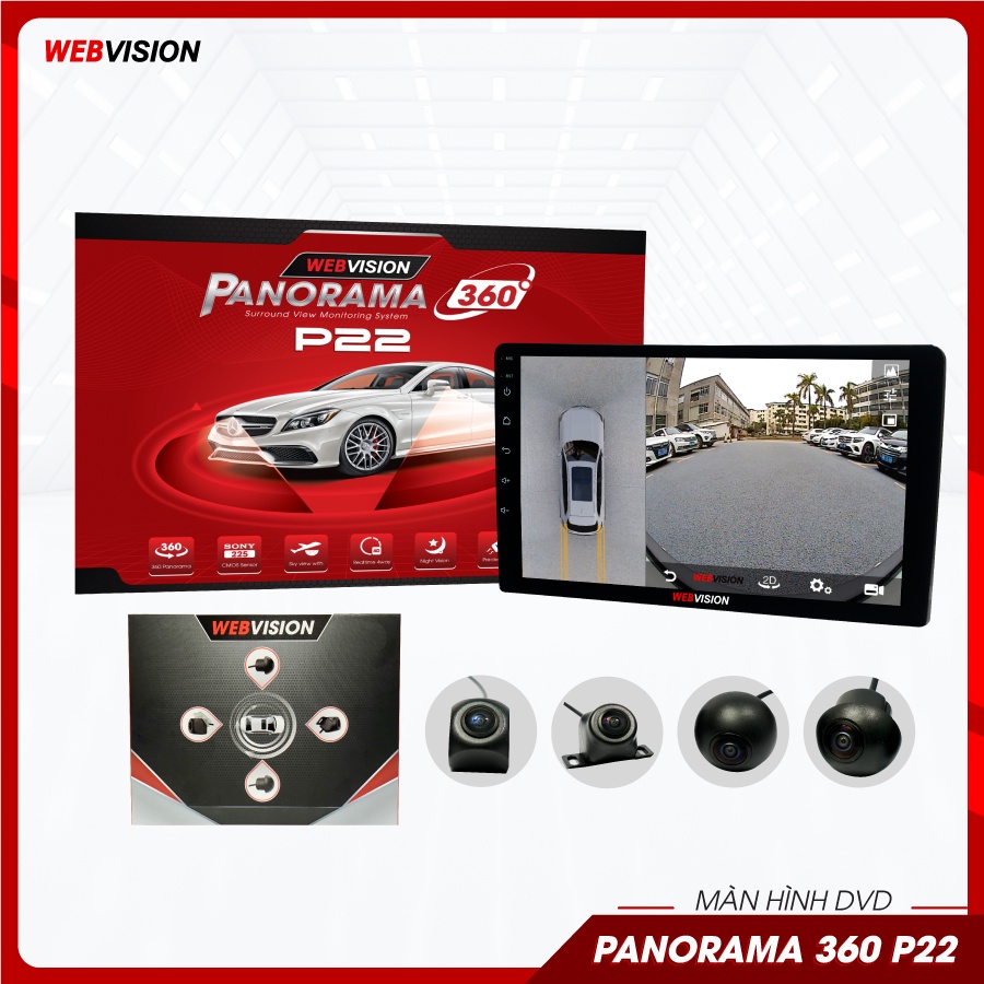 Màn hình Webvision Panorama P22, màn hình DVD Android liền camera 360 độ, 32gb ROM