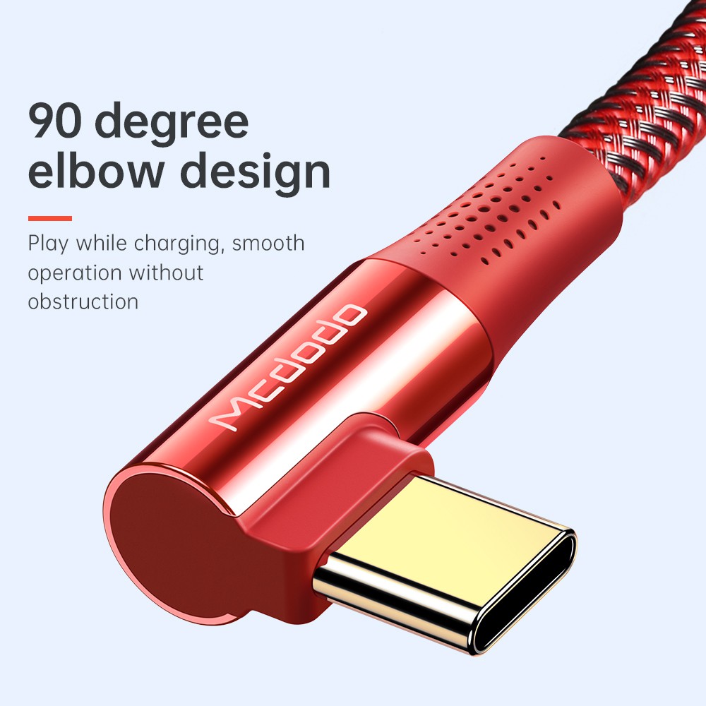 Cáp Sạc Mcdodo CA - 832 Dạng Chữ L 90° 100W USB C Sang Type C Hỗ Trợ Sạc Nhanh QC 4.0 3.0