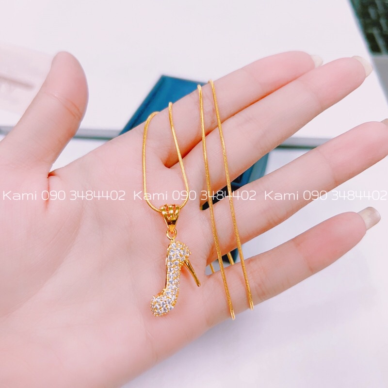 Dây chuyền và bông tai guốc đính đá siêu dễ thương Kami