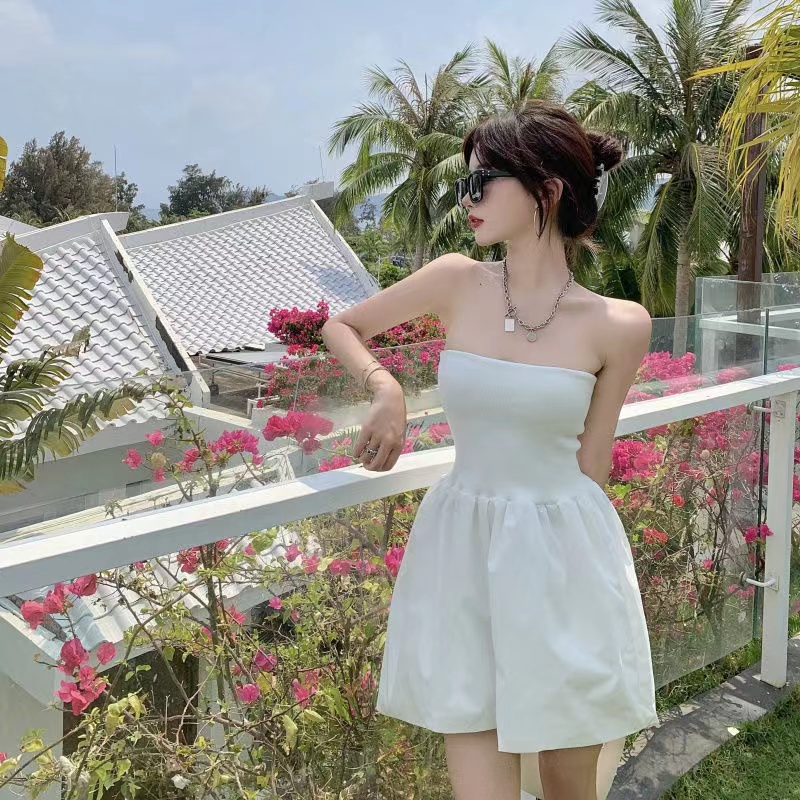 Top Vest quần short cạp cao Jumpsuit gợi cảm cho nữ thời trang