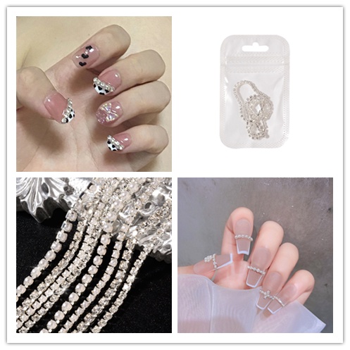 Chuỗi Ngọc Trai Kim Loại Lấp Lánh 20-25cm Trang Trí Móng Tay DIY