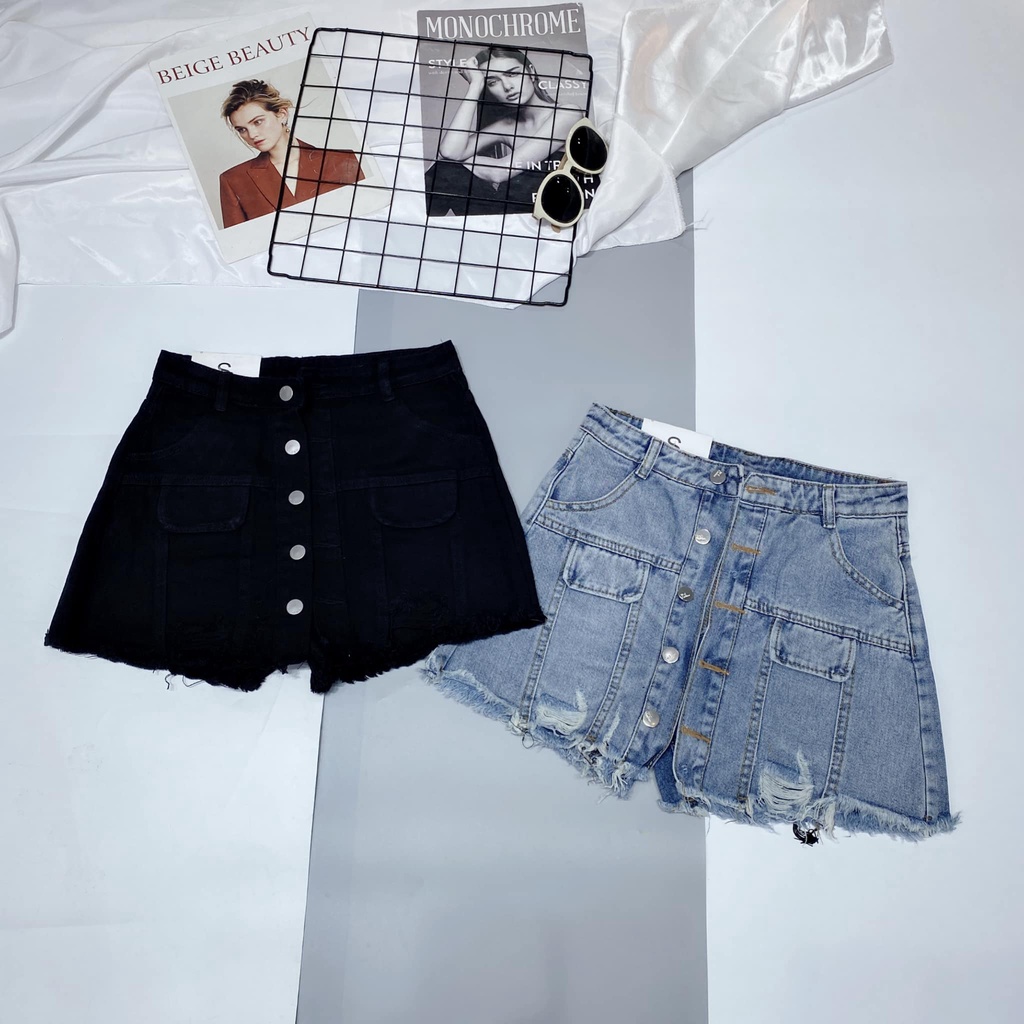 QUẦN jeans giả váy cài cúc trước 2916(kèm ảnh thật và video)
