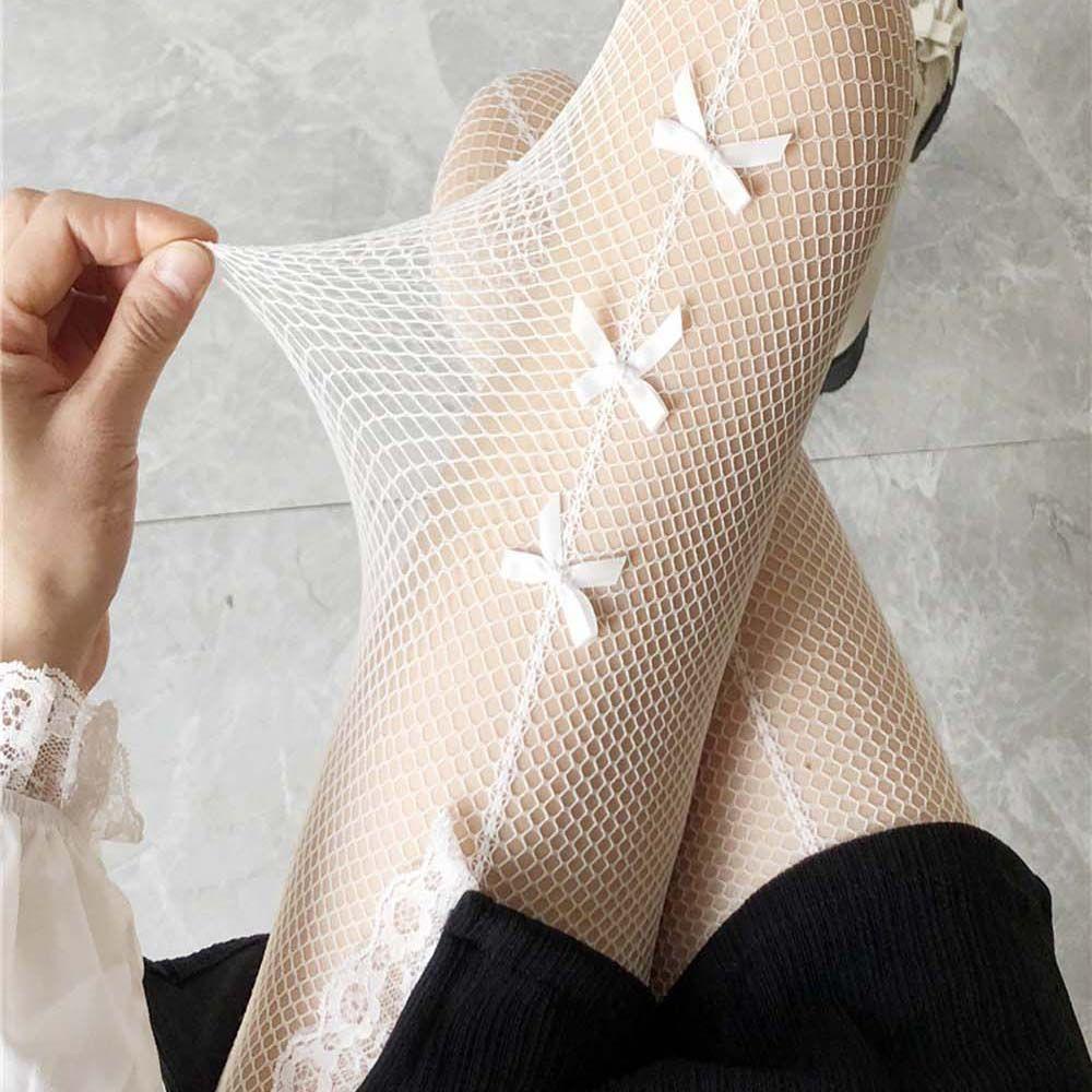 Quần Tất Lưới Nylon Đính Nơ Trắng Thời Trang Cho Nữ