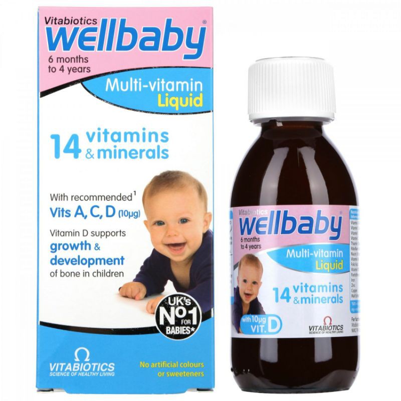 Siro Vitamin tổng hợp Well Baby multi-vitamin 14 vitamin & khoáng chất UK 150ml - Dùng cho bé từ 6 tháng