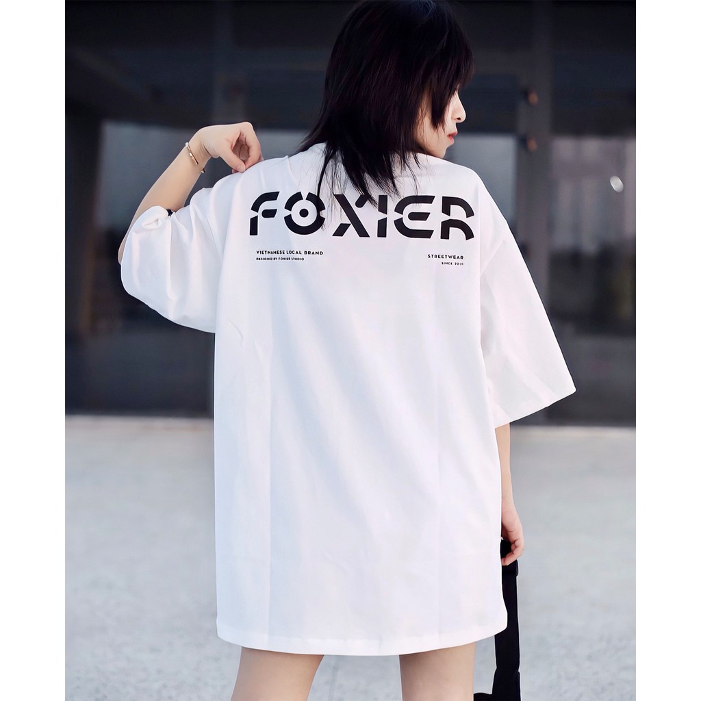 Áo thun tay lỡ FOXIER Basic 1 - Trắng