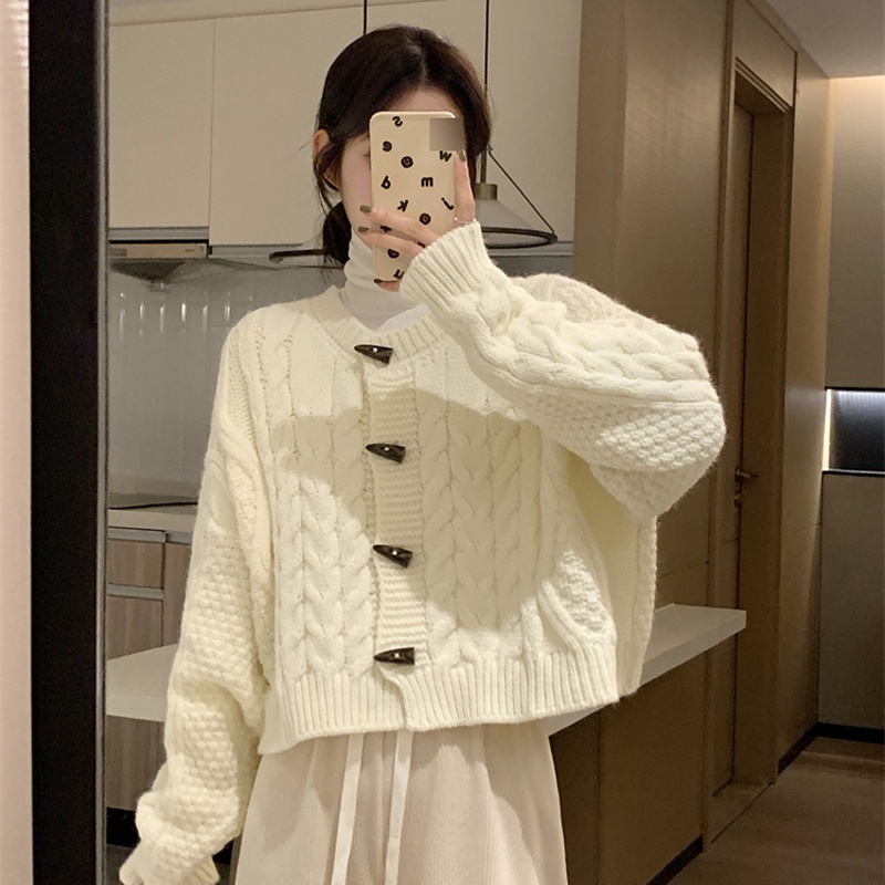 IELGY    Áo Khoác cardigan Dệt Kim Màu Sắc retro Nhật Bản Cho Nữ